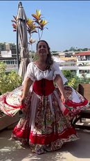 Conjunto C103 – Creme, vermelho, rosa e branco – vista frontal