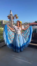 Conjunto C107 – Azul claro, azul, rosa e branco – vista frontal
