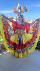 Conjunto C136 – Amarelo, vermelho e marrom – vista frontal