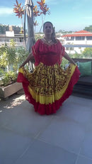 Conjunto C137 – Amarelo, vermelho e marrom – vista frontal