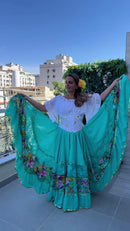 Conjunto C139 – Turquesa, azul claro e branco – vista frontal