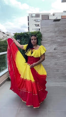 Conjunto C152 – Amarelo e vermelho – vista frontal