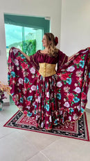 Conjunto C182 – Vinho, rosa, verde e azul claro – vista frontal