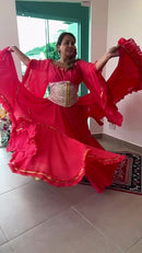 Conjunto C185 – Vermelho e bege – vista frontal