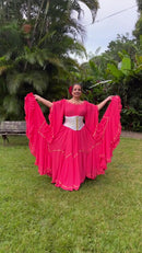 Conjunto C187 – Vermelho, coral e branco – vista frontal