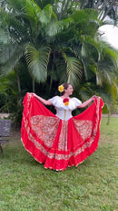 Conjunto C189 – Vermelho, bege e branco – vista frontal