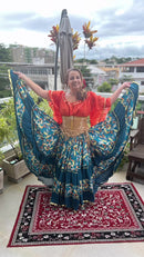 Conjunto C44 – Azul petróleo, azul, laranja e vermelho – vista frontal