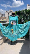 Conjunto C70 – Azul turquesa, azul claro e branco – vista frontal