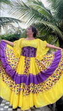 Conjunto C03 amarelo e roxo – foto frontal