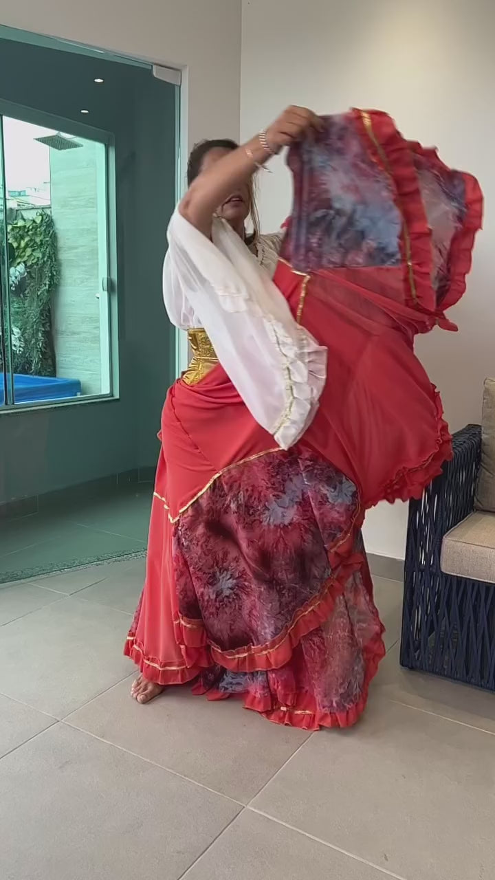 Vídeo do Conjunto C39 – Coral, vermelho, azul acinzentado e branco