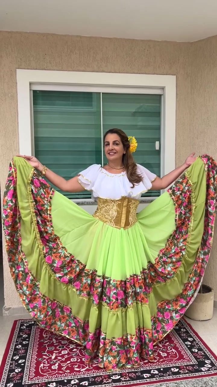 Conjunto C151 – Verde claro, verde oliva e branco – vista frontal
