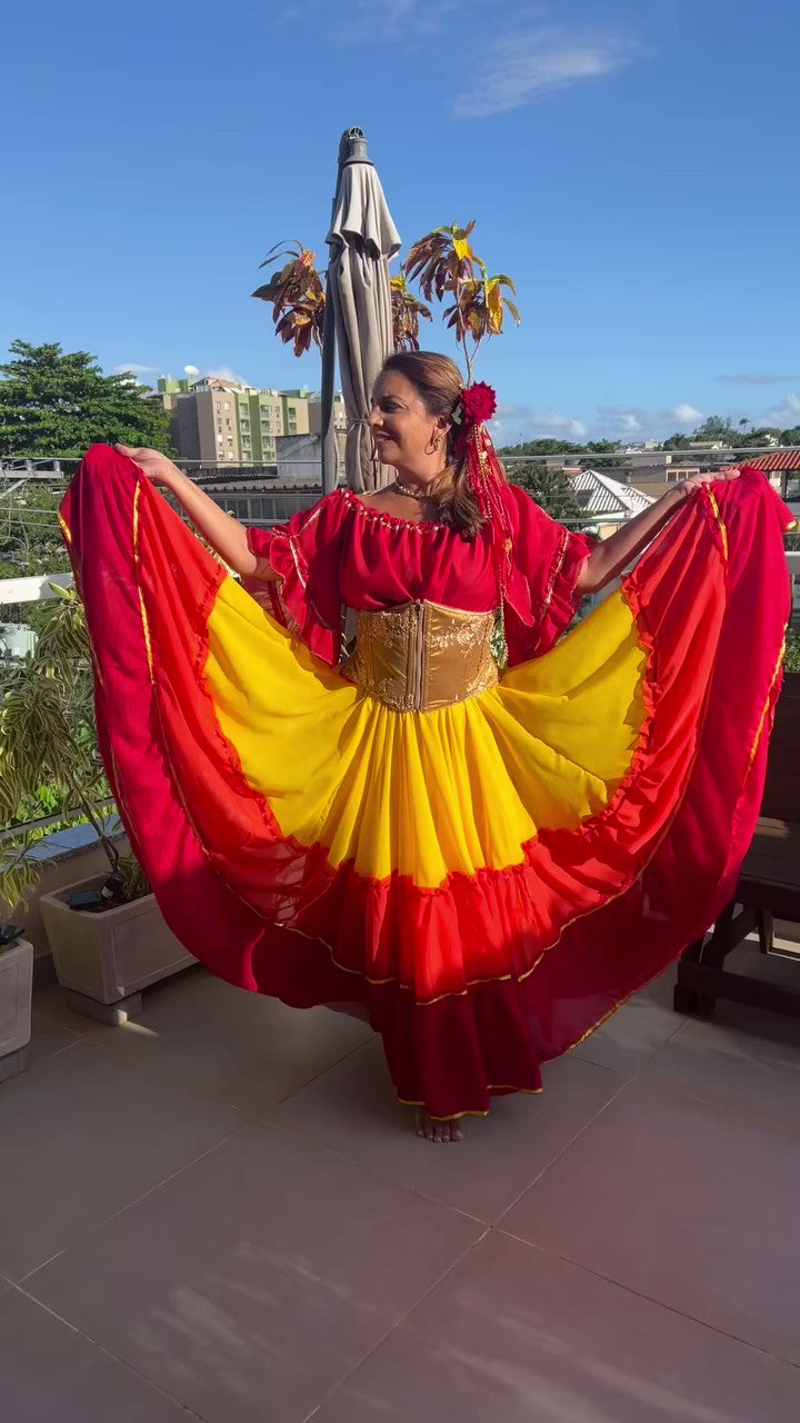 Conjunto C71 – Amarelo e vermelho – vista frontal