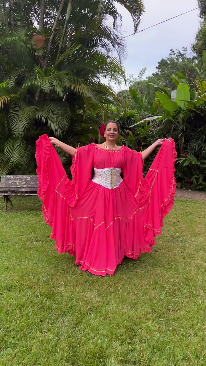 Conjunto C187 – Vermelho, coral e branco – vista frontal