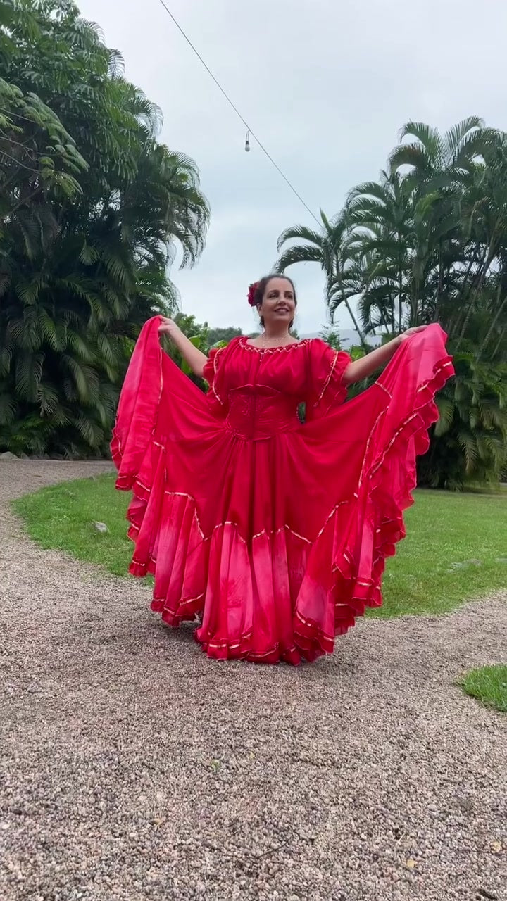 Conjunto C196 – Vermelho e magenta – vista frontal