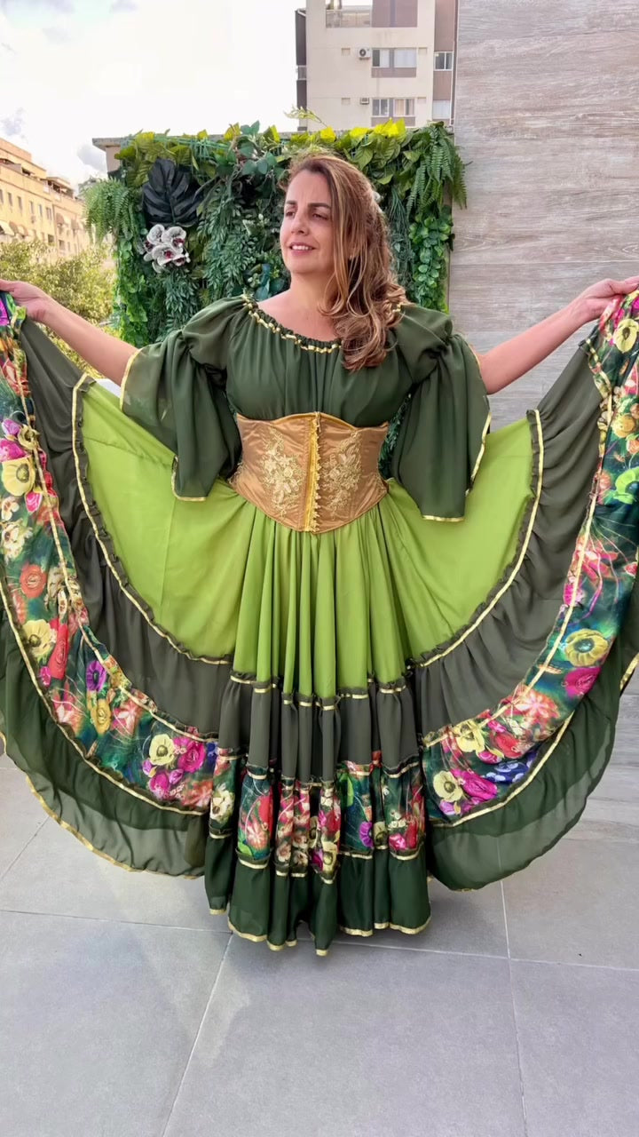 Conjunto C179 – Verde oliva e verde claro – vista frontal