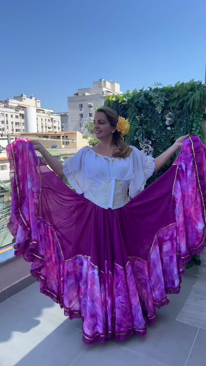 Conjunto C129 – Roxo, vinho, lilás e branco – vista frontal
