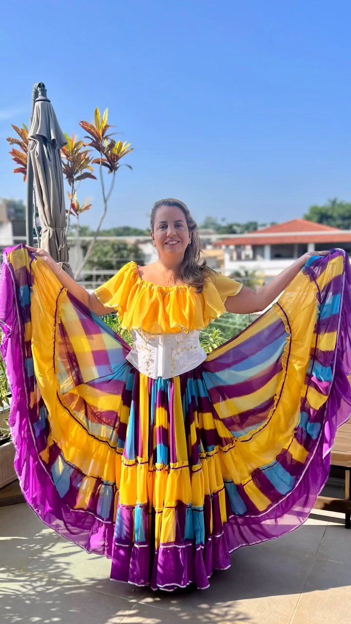 Conjunto C102 – Amarelo, roxo, turquesa e rosa – vista frontal