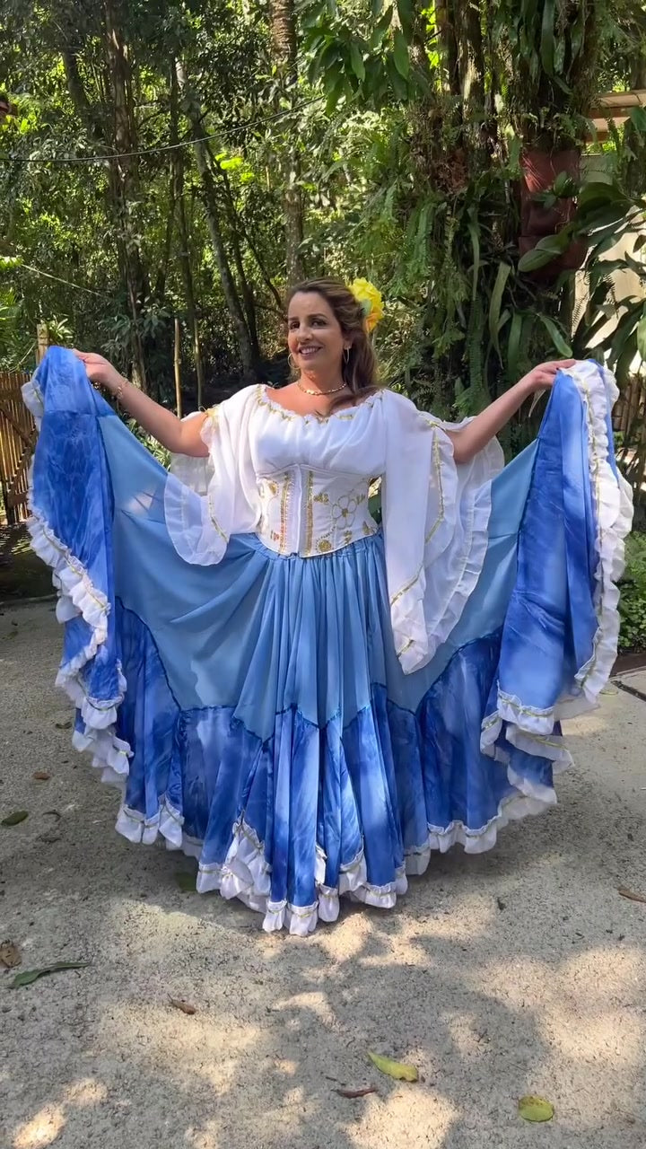 Conjunto C120 – Azul, azul claro e branco – vista frontal