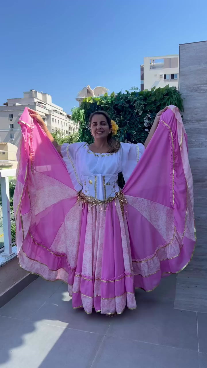 Conjunto C126 – Rosa, lilás e branco – vista frontal