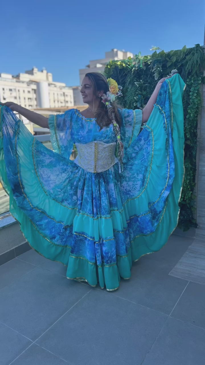 Vídeo do Conjunto C162 – Azul turquesa, azul e branco