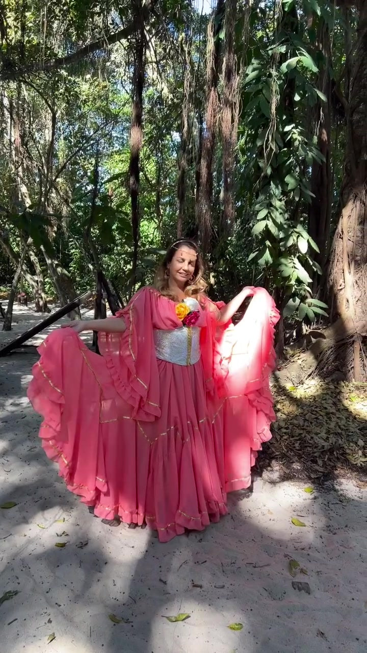 Conjunto C167 – Rosa, rosa queimado e branco – vista frontal