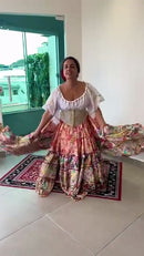 Conjunto C198 – Creme, rosa, vermelho e verde – vista frontal